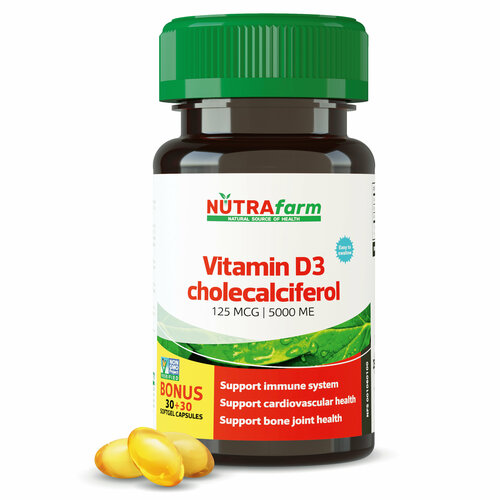 ������ ������ ������� � �3 5000 ME 125 ��� 60 ������ NUTRAFARM Vitamin D D3 ����