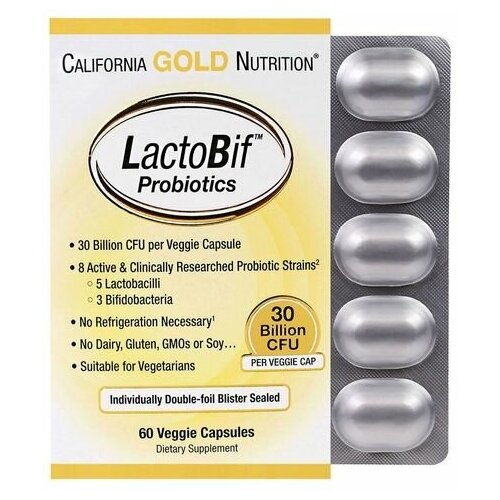 ������ ������ California Gold Nutrition LactoBif ����., 30 ���� ���, 130 �, 60 ��., 1 ��. ����