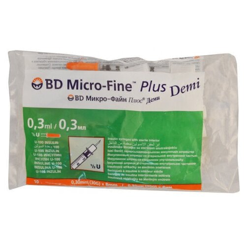 ������ ������ ����� ����������� BD Micro-Fine Plus Demi U-100 ����������������, 8 �� x 0.3 ��, ������: 30G, 0.3 ��, 10 ��. ����