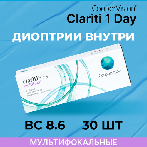 ������ ������ ����������� ���������� ����� CooperVision Clariti 1 day Multifocal, 30 ��., R 8,6, D +5, ADD: ������, 1 ��. ����
