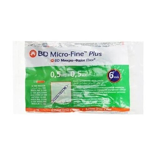������ ������ ����� BD Micro-Fine Plus (3-����.) 0,5 �� U100 31G (0.25 �� � 6 ��) - 10 �� �������� ����