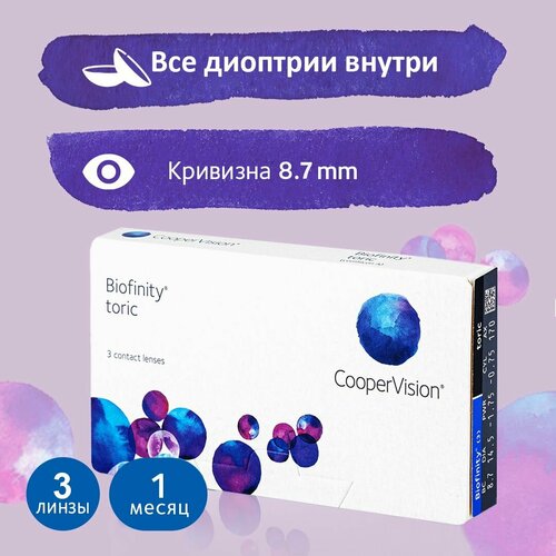 ������ ������ ���������� ����� CooperVision Biofinity Toric R 8,7 (3 �����), (sph) -0,75, (cyl) -0,75, (ax)130 ����