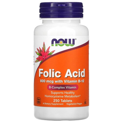 ������ ������ �������� NOW Folic Acid with Vitamin B-12, 80 �, 250 ��. ����