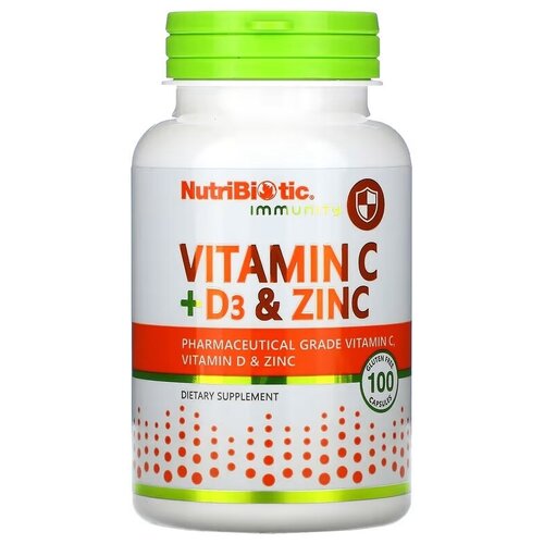 ������ ������ NutriBiotic Immunity Vitamin C+D3 & Zinc (�������� C + D3 � ����) 100 ������ ����