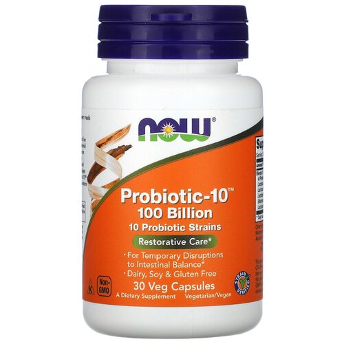 ������ ������ ������� NOW Probiotic-10, 440 �, 100 ��, 100 ���� ���, 30 ��. ����