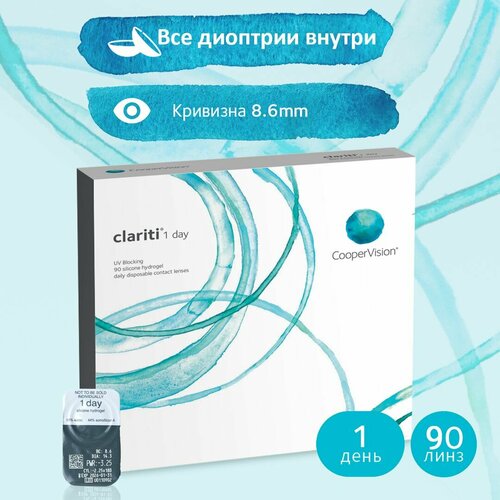 ������ ������ ����������� ���������� ����� CooperVision Clariti 1 day, 90 ��., R 8,6, D +3, 1 ��. ����