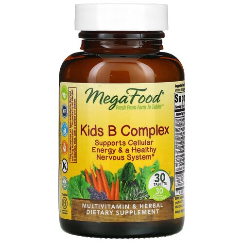 ������ ������ MegaFood, Kids B Complex, ������� �������� ��������� ������ �, 30 �������� ����