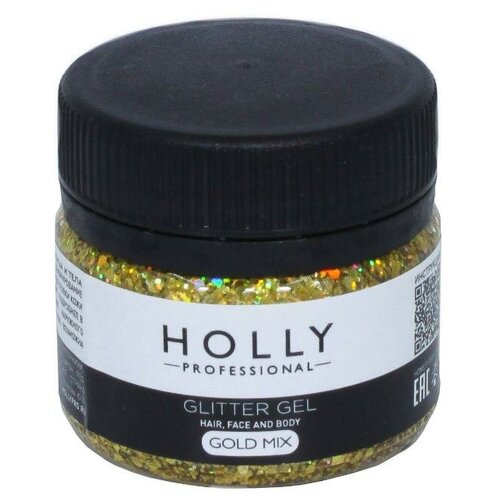 ������ ������ Holly Professional ������������ ���� ��� �����, ���� � ���� GLITTER GEL Holly Professional, Gold Mix, 20 �� ����